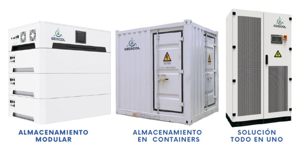 Soluciones de almacenamiento energético de Geiscol: módulos, containers y sistemas todo en uno con baterías de litio